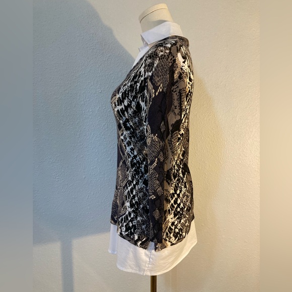 SALE! Joseph Ribkoff Snakeskin Print Layered Look Top size Small - Picture 5 of 11